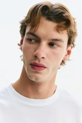 T-shirt Regular Fit en coton pima - Blanc — photo 1