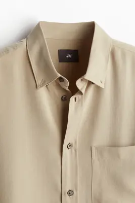 Chemise Regular Fit en lyocell - Beige — photo 1