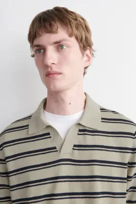 POLO EN MAILLE DE LIN - BEIGE / BRUN / RAYURES — photo 3