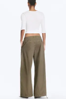 Pantalon baggy déchiré taille basse - Vert poudré — photo 3