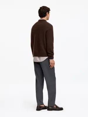 Pull en mélange de laine d'alpaga et de mérinos - Marron foncé — photo 2