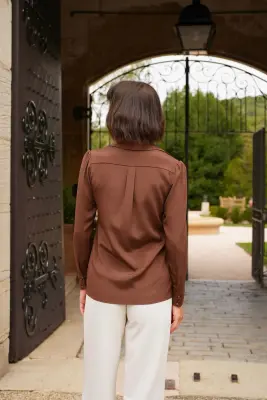 Alexandra Silk Blouse - Chocolate — photo 4