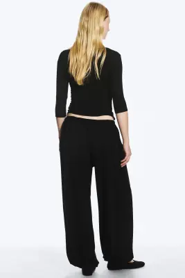 Pantalon bouffant mi-haut doux - Noir — photo 3