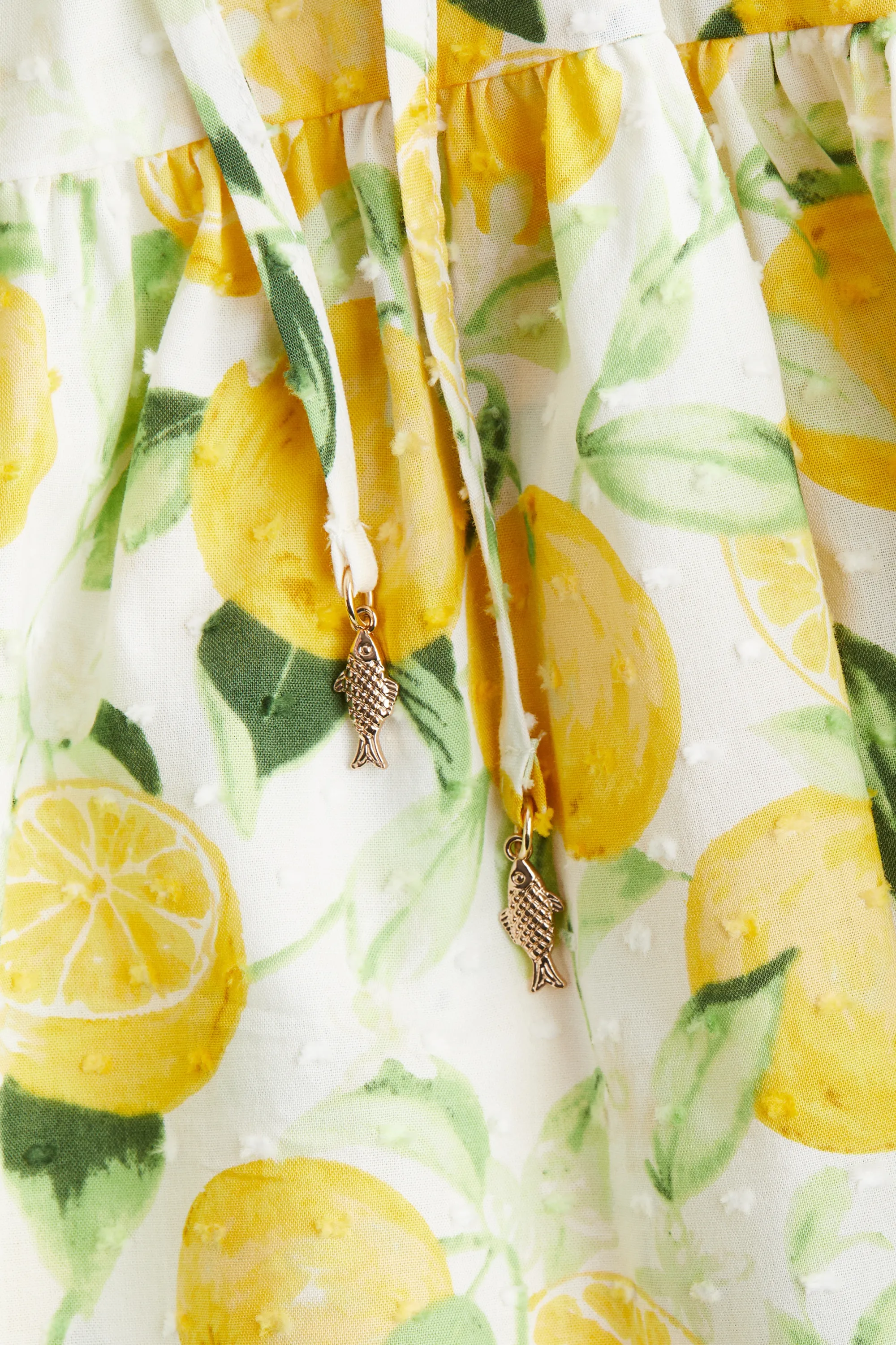 Robe en plumetis - Blanc/oranges