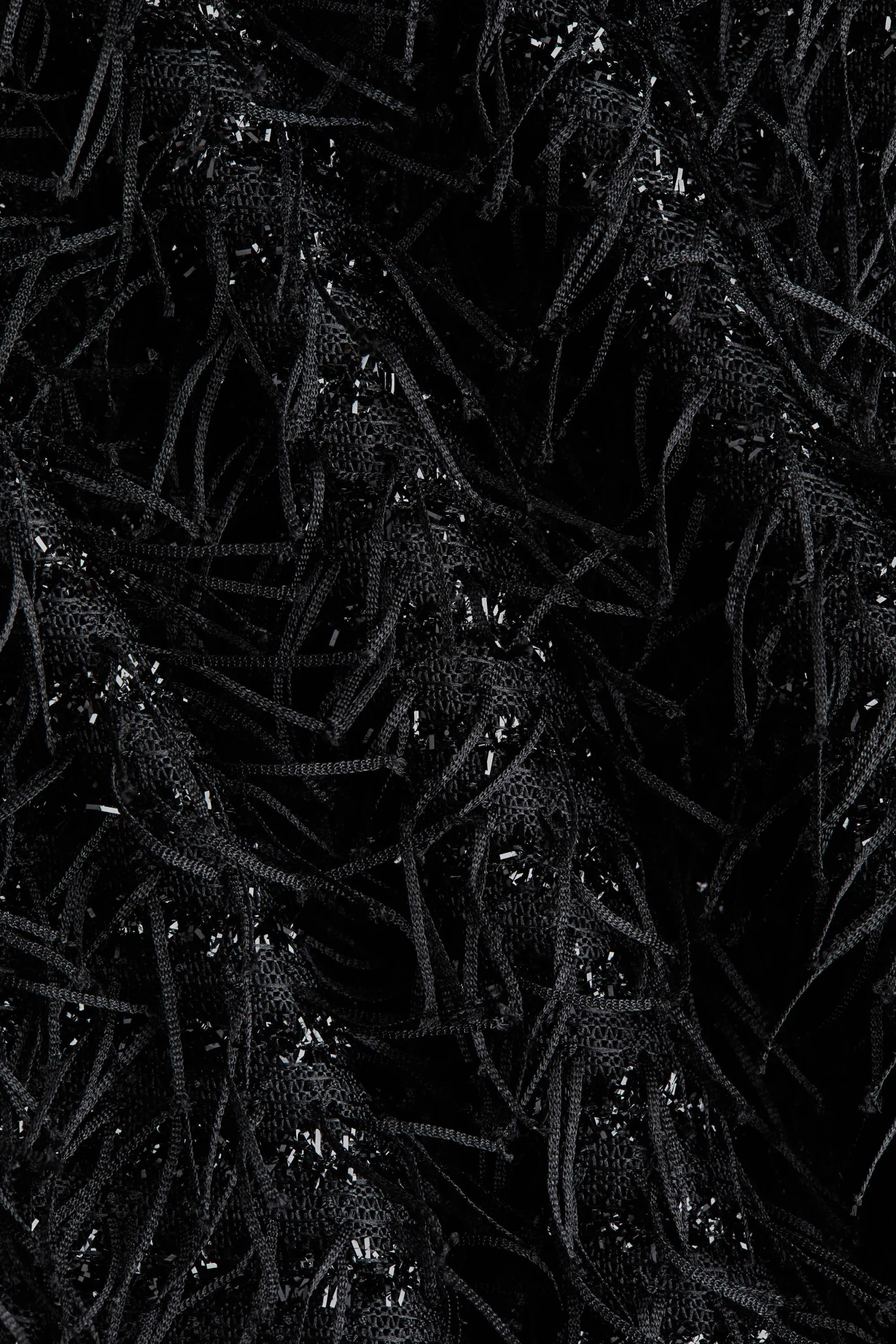 Robe frangée avec dos nu - Noir