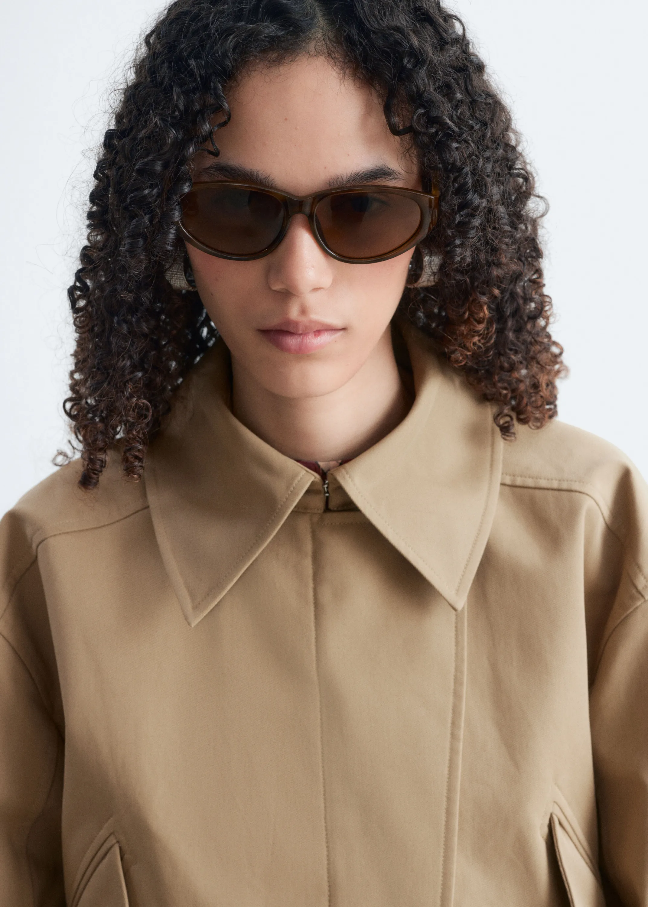 Veste ceinturée en sergé de coton - Beige