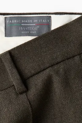 Pantalon de costume Regular Fit en laine mélangée - Vert kaki foncé — photo 2