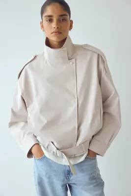 Veste oversize avec ceinture - Beige clair — photo 1
