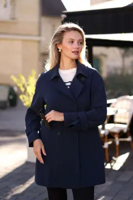 Francine Short Trench Coat - Navy — photo 4