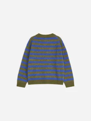 Pull en mélange de laine et d'alpaga - Bleu/Vert kaki — photo 2