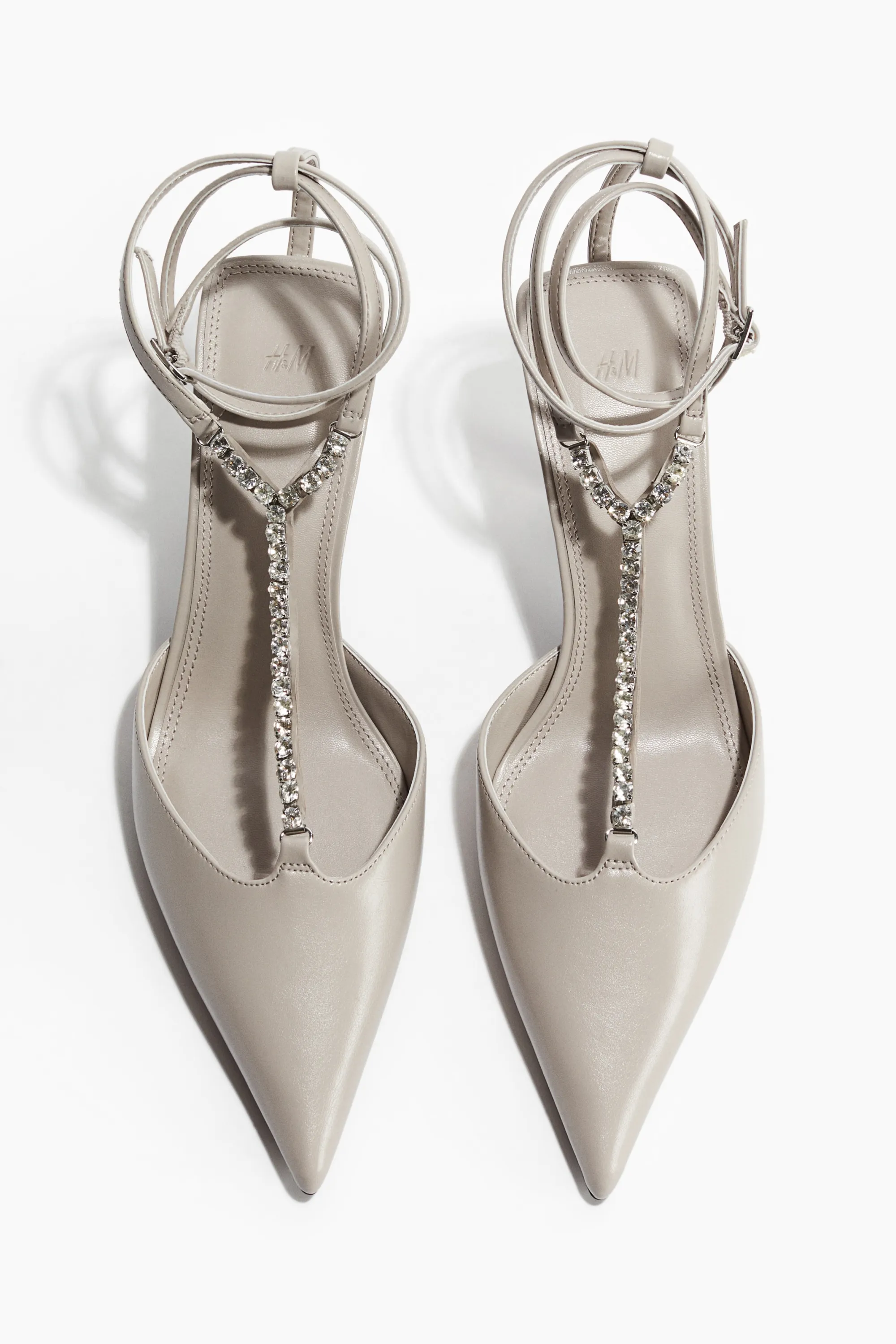 Sandales à talon avec brides fines - Grège clair