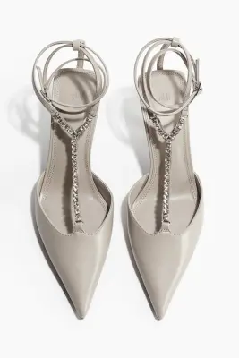 Sandales à talon avec brides fines - Grège clair — photo 1