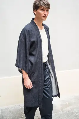 Kimono motif Kasuri en coton — photo 2