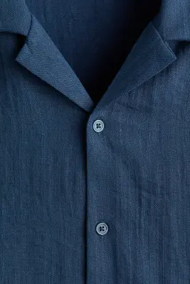 Chemise Relaxed Fit avec col cubain - Bleu foncé — photo 4