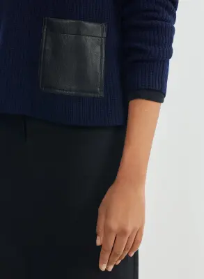 Pull en cuir et laine mérinos — photo 4