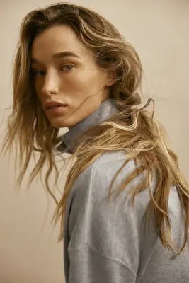 Pull oversize avec col zippé - Gris chiné — photo 3