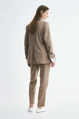 Blazer à fermeture droite en twill - Taupe — photo 3