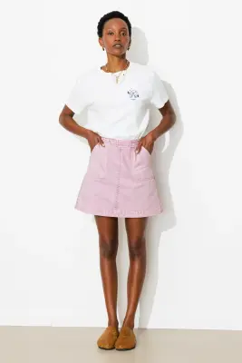 Mini-jupe en jean couleur — photo 2