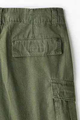 Short cargo Loose Fit en coton - Vert kaki — photo 5