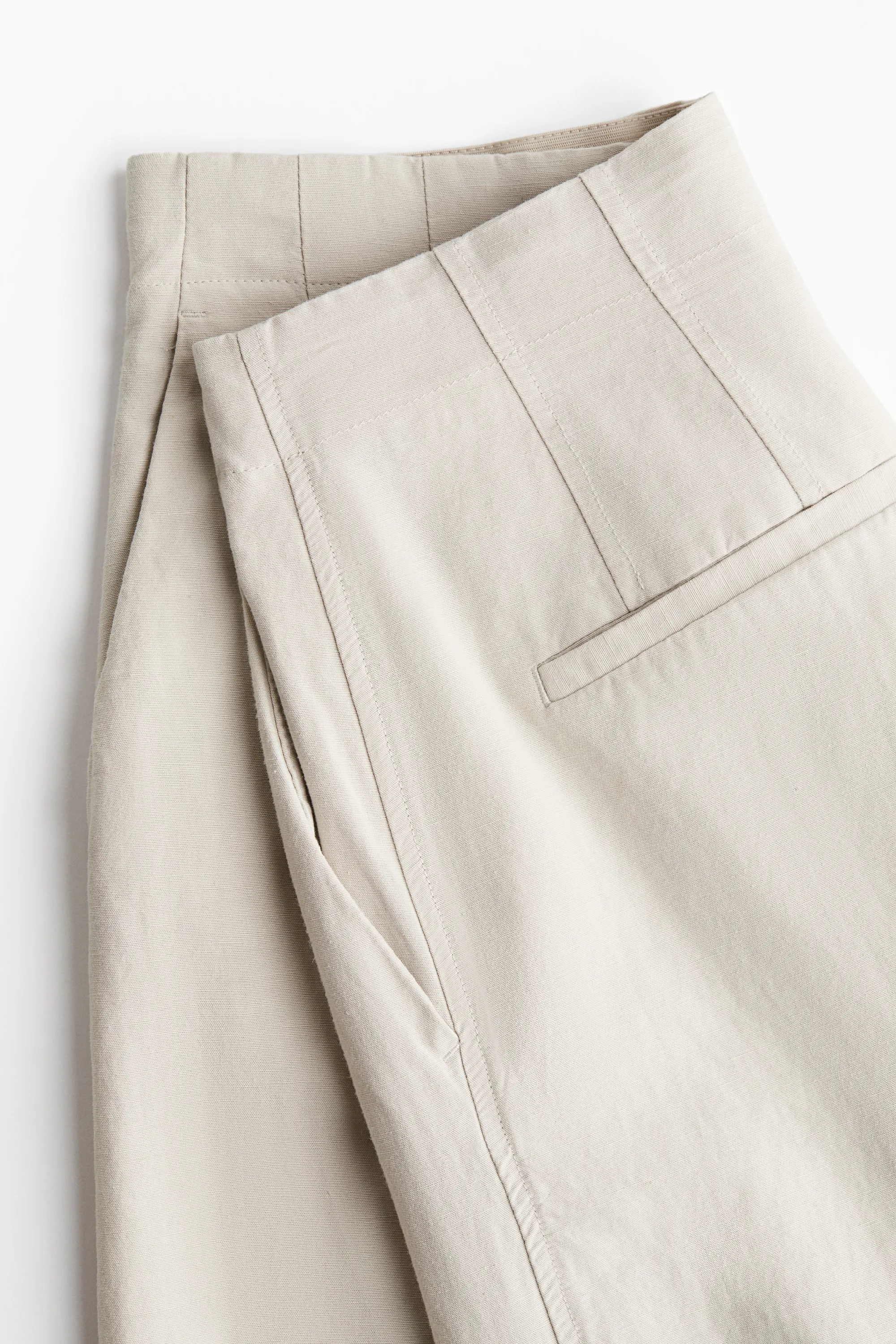 Pantalon large en lin mélangé - Beige clair