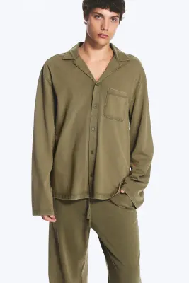 Chemise décontractée en coton - Vert kaki cendré moyen — photo 1