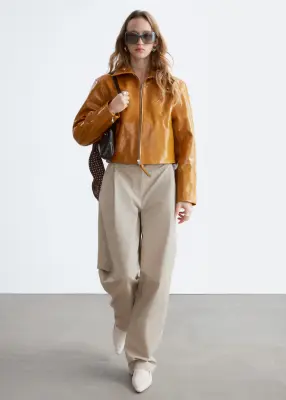 Pantalon plissé en coton - Beige — photo 2