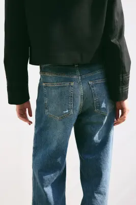 Wide High Waist Jeans - Bleu denim foncé — photo 3