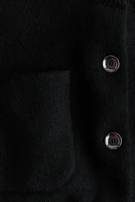 Gilet en laine mélangée avec poches - Noir — photo 4