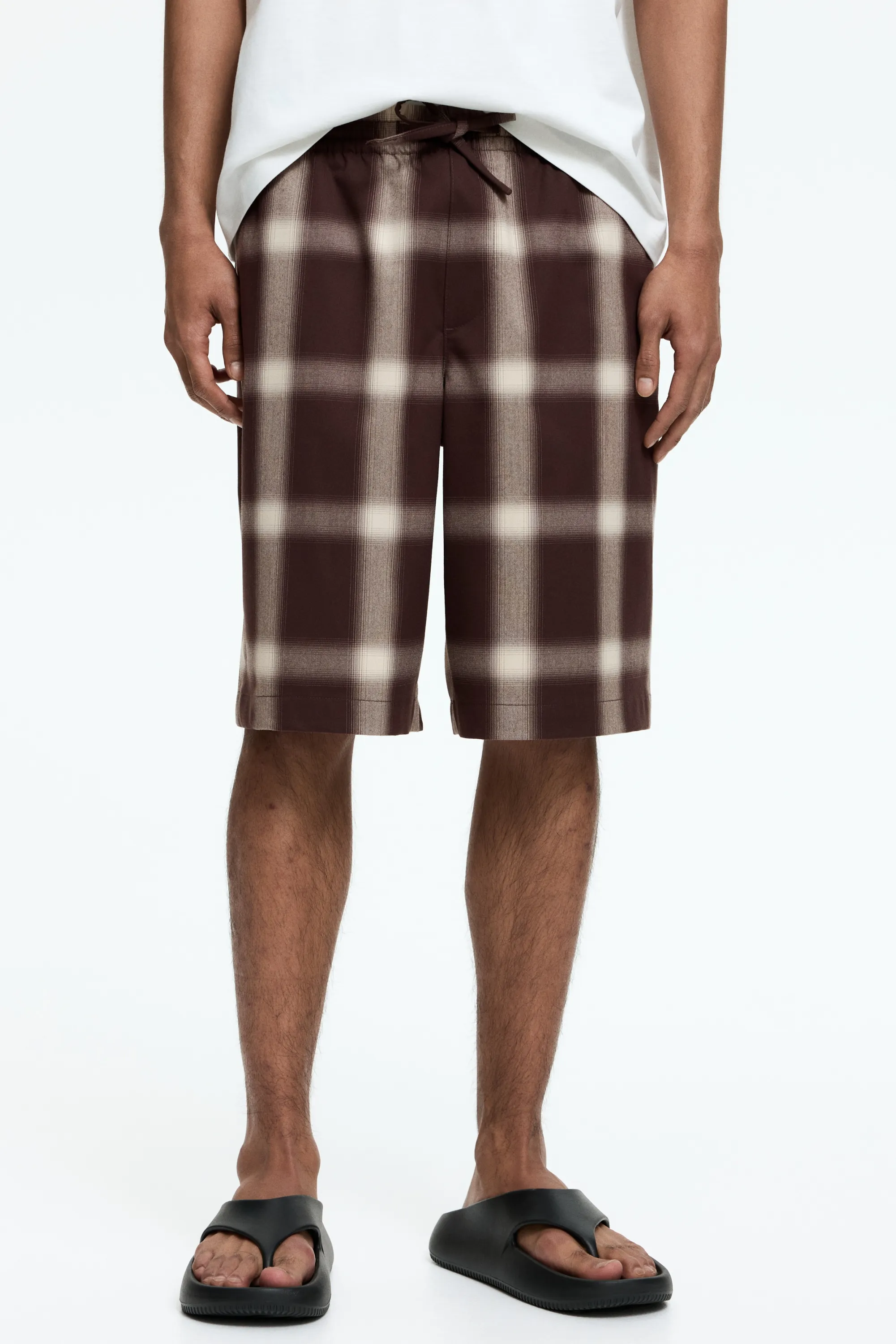 Short Loose Fit - Marron foncé/carreaux