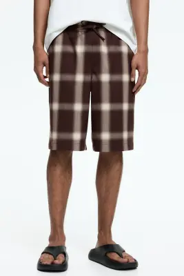 Short Loose Fit - Marron foncé/carreaux — photo 1