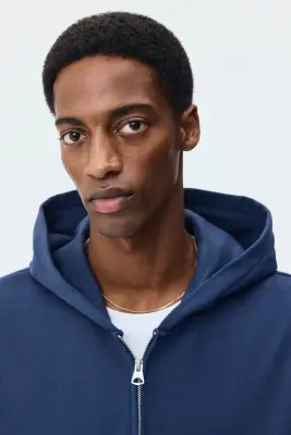 Veste zippée boxy Loose Fit avec capuche - Bleu — photo 2