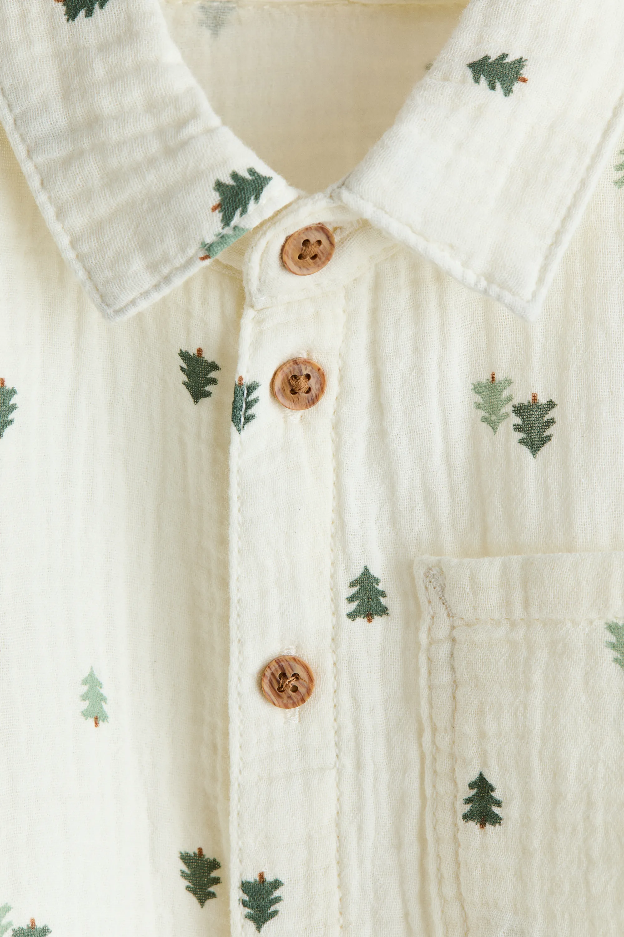 Chemise en mousseline de coton - Crème/arbres