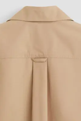 Chemise en coton pima avec col cubain - Beige — photo 2