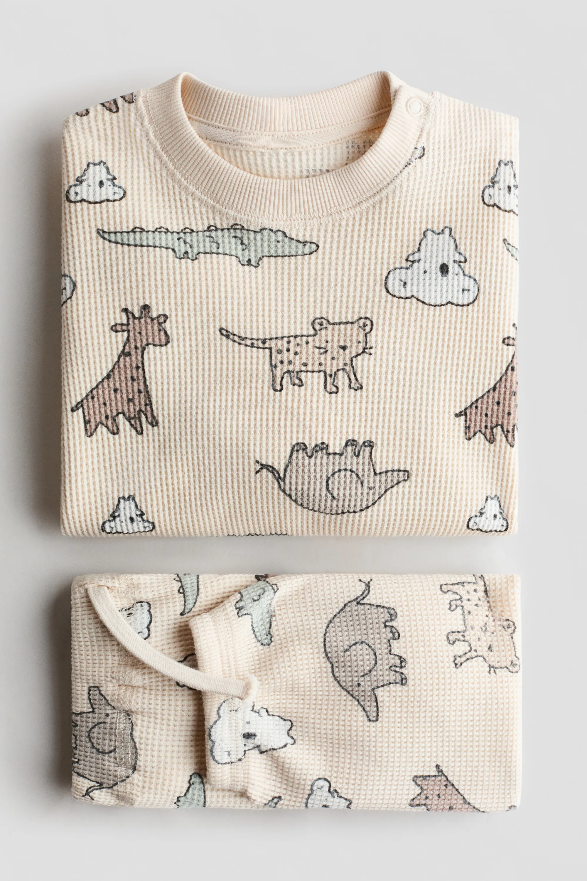Ensemble imprimé 2 pièces en coton - Beige clair/animaux