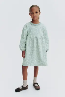 Robe en molleton imprimé - Vert clair/fleuri — photo 2