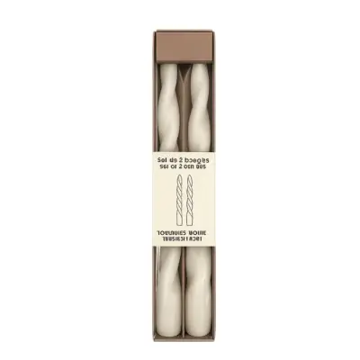 Set 2 Bougies Blanches Torsadées — photo 1