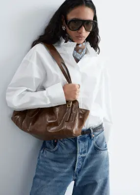 Chemise longue en coton à col montant - Blanc — photo 3