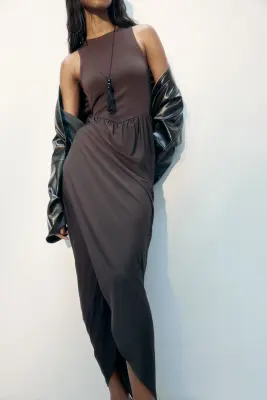 Robe maxi avec jupe tulipe - Marron foncé — photo 1