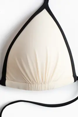Haut de maillot triangle push-up - Crème/noir — photo 3