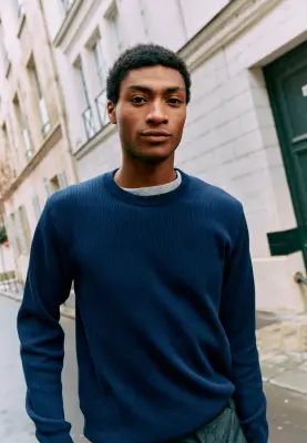 Le pull texturé - Bleu Marine
