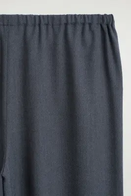 PANTALON LARGE EN LAINE MÉLANGÉE - BLEU-GRIS — photo 4