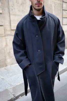 Kaptain Sunshine – Stand Collar Coat KS26FCO05 – CHARCOAL — photo 3