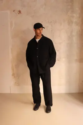 Still By Hand – Wool mixed 4B jacket BL06263OS – BLACK — photo 2