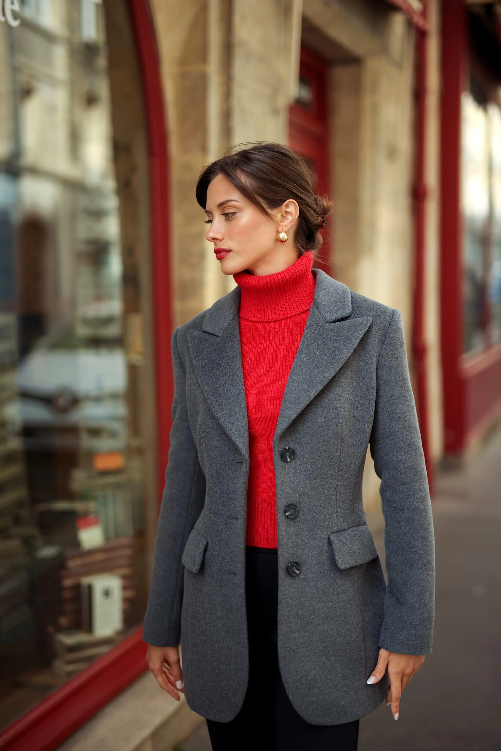 Victoire Blazer Coat - Grey melange