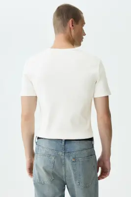 Slim Fit Henley top - Crème — photo 4