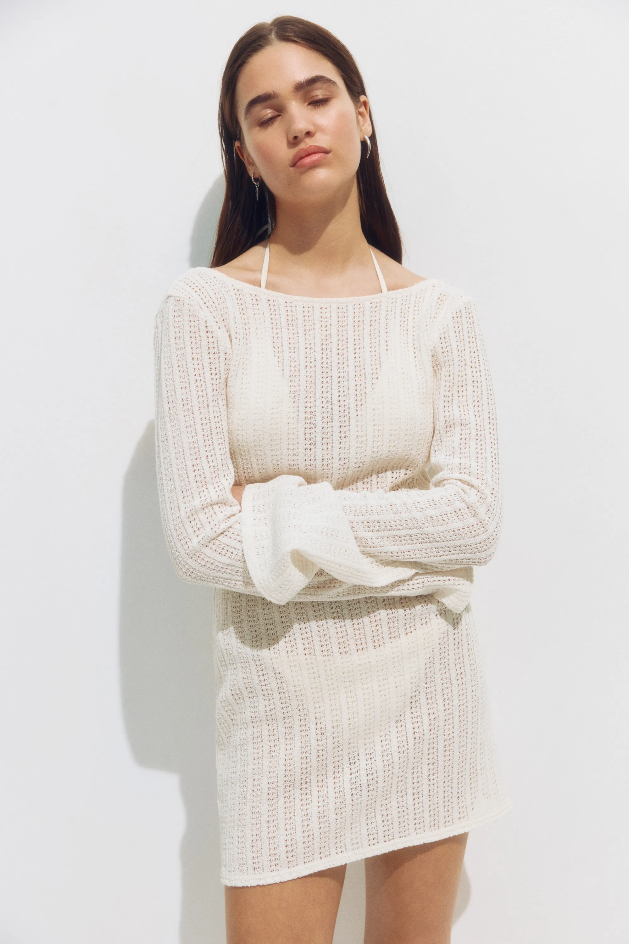 Robe de plage à encolure bateau - Blanc