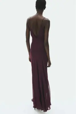 Robe à bretelles fines avec panneaux drapés - Violet foncé — photo 4