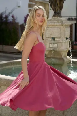 Bardot Linen Dress - Rose — photo 2