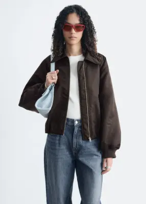 Veste style bomber à col - Marron foncé — photo 2