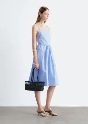 Robe midi en coton - Bleu clair — photo 4